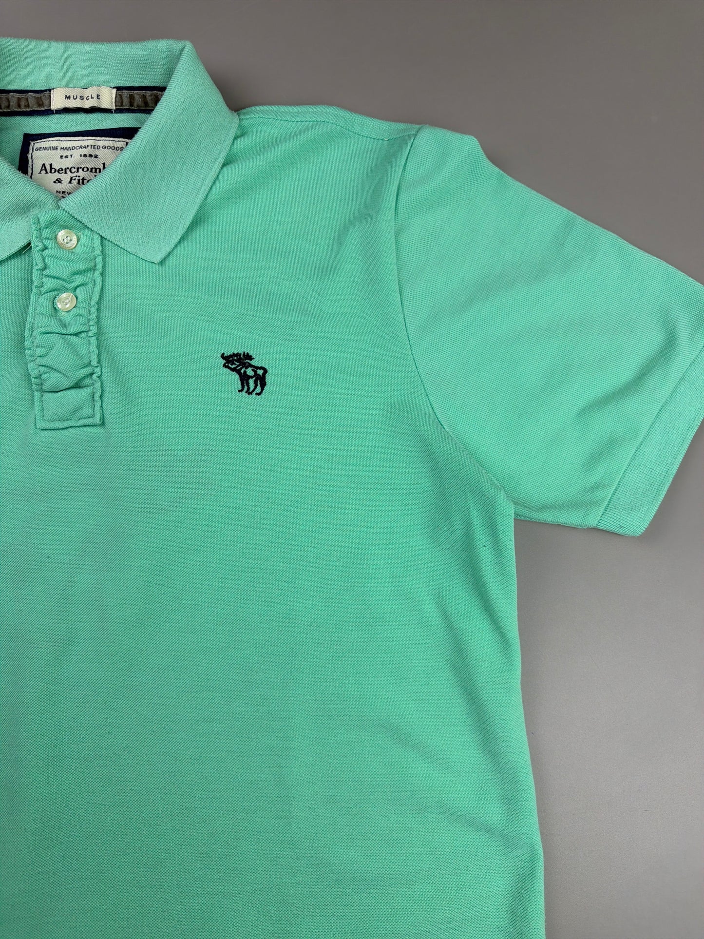 Abercrombie & Fitch "NY 1892" Appliqué Polo - Seafoam Green Y2K