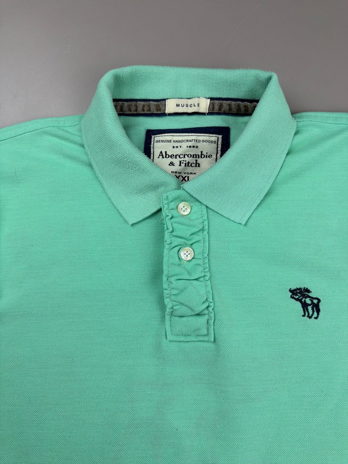 Abercrombie & Fitch "NY 1892" Appliqué Polo - Seafoam Green Y2K