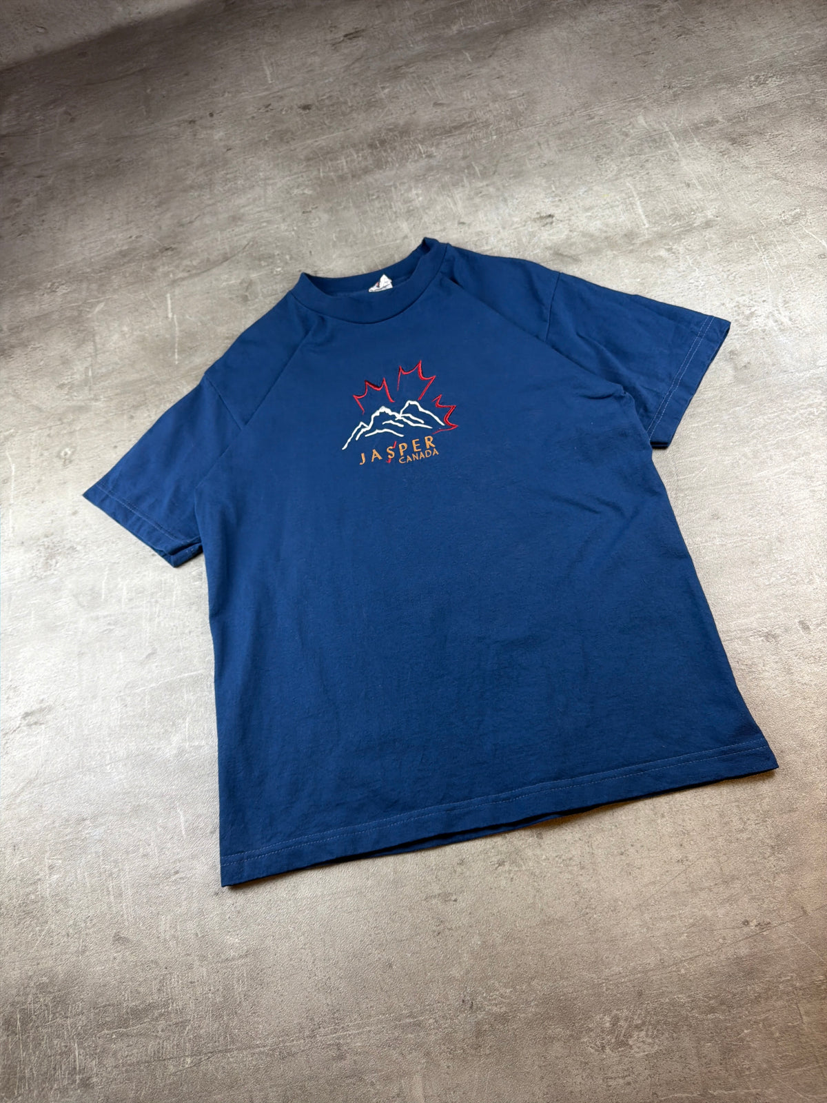 Alstyle Vintage "Jasper Canada" Embroidered Tee - Navy Blue / Red - Past Pieces