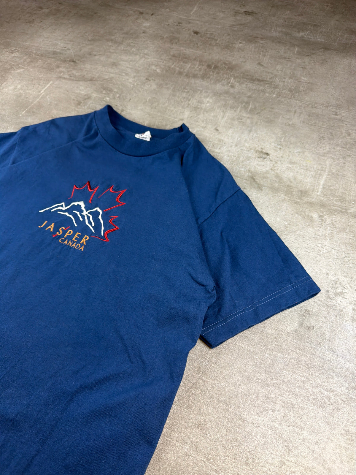 Alstyle Vintage "Jasper Canada" Embroidered Tee - Navy Blue / Red - Past Pieces