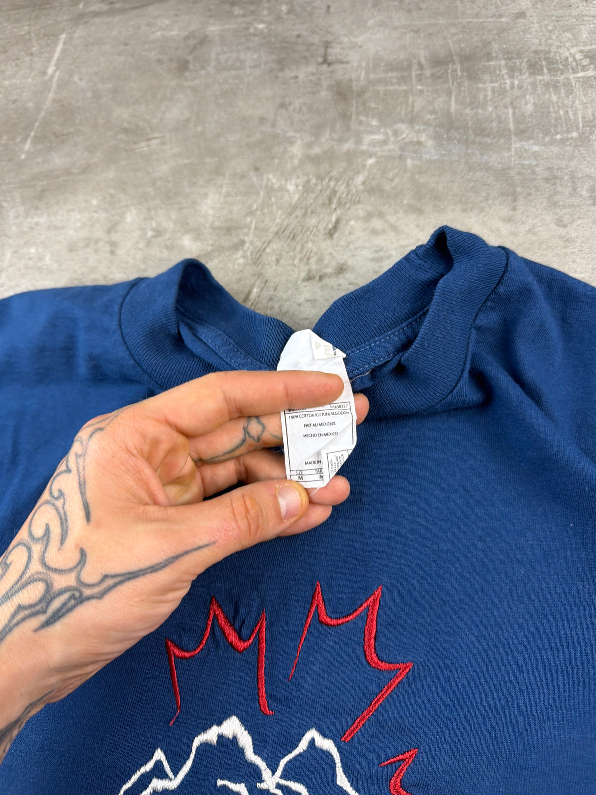Alstyle Vintage "Jasper Canada" Embroidered Tee - Navy Blue / Red - Past Pieces