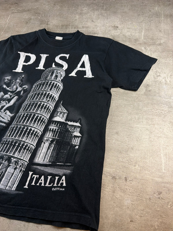 Vintage Pisa Italia Souvenir Graphic Tee - Black / Washed Out
