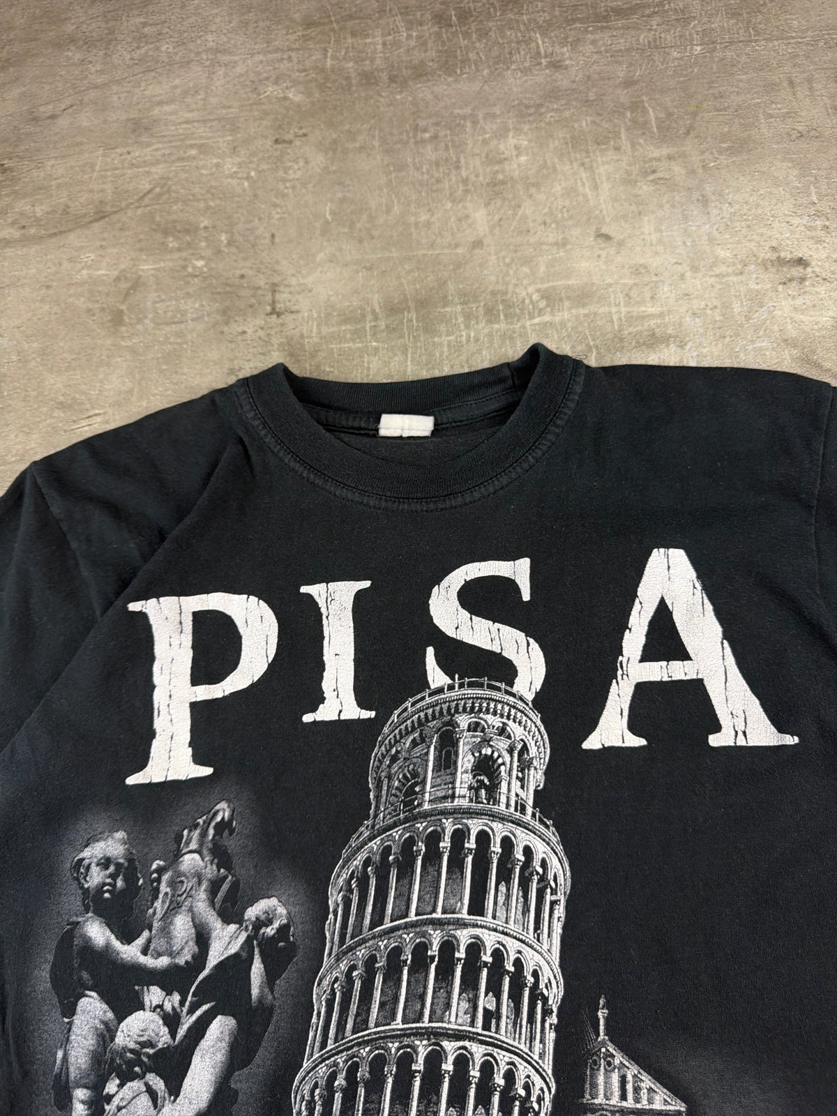 Vintage Pisa Italia Souvenir Graphic Tee - Black / Washed Out - Past Pieces