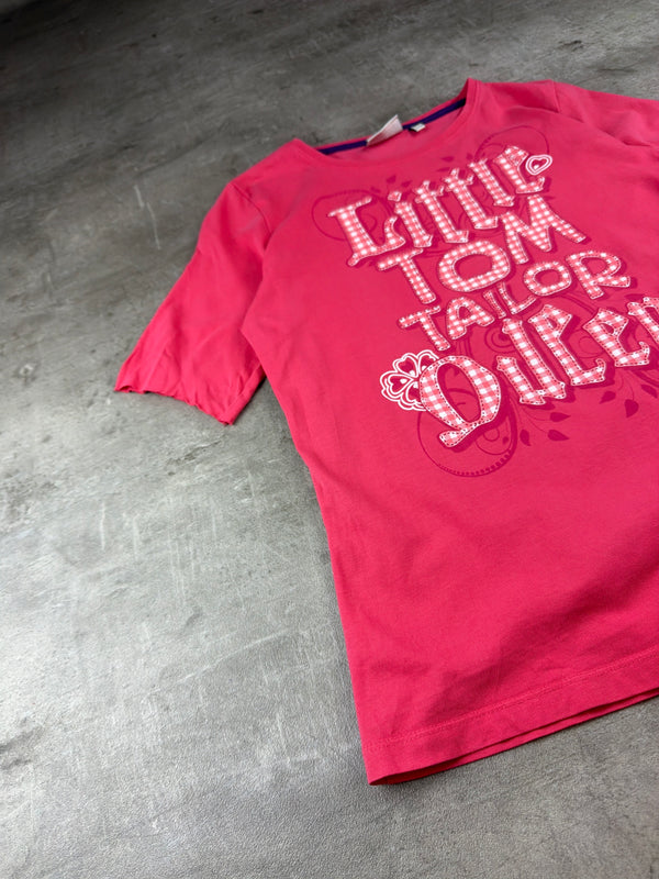 Tom Tailor Y2K "Little Tom Tailor Queen" Gingham Graphic Baby Tee - Hot Pink