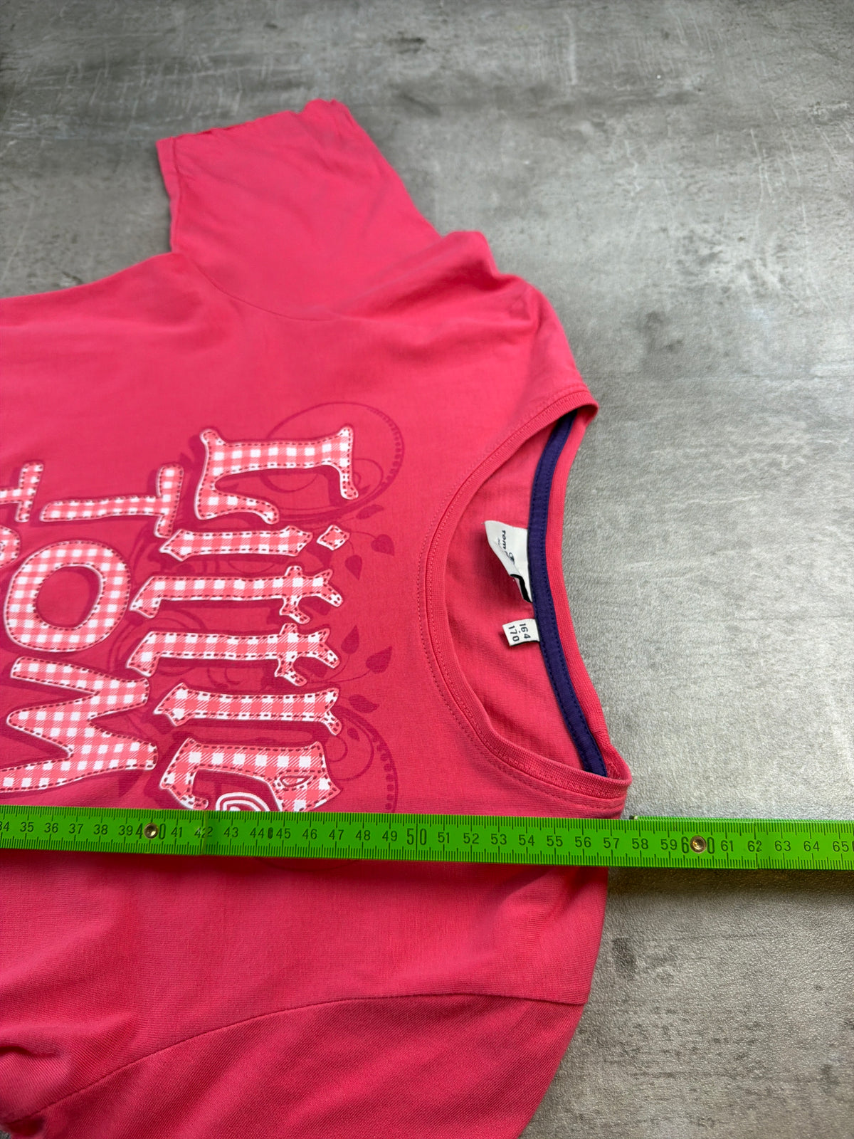 Tom Tailor Y2K "Little Tom Tailor Queen" Gingham Graphic Baby Tee - Hot Pink - Past Pieces