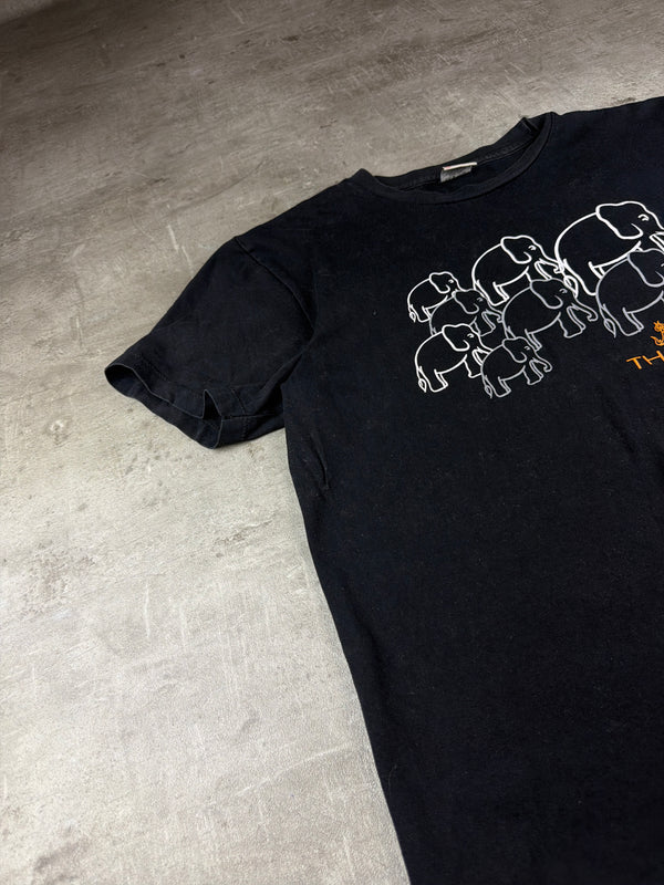 Anuruk Thailand Bangkok Elephant Graphic T-Shirt - Washed Black / Orange