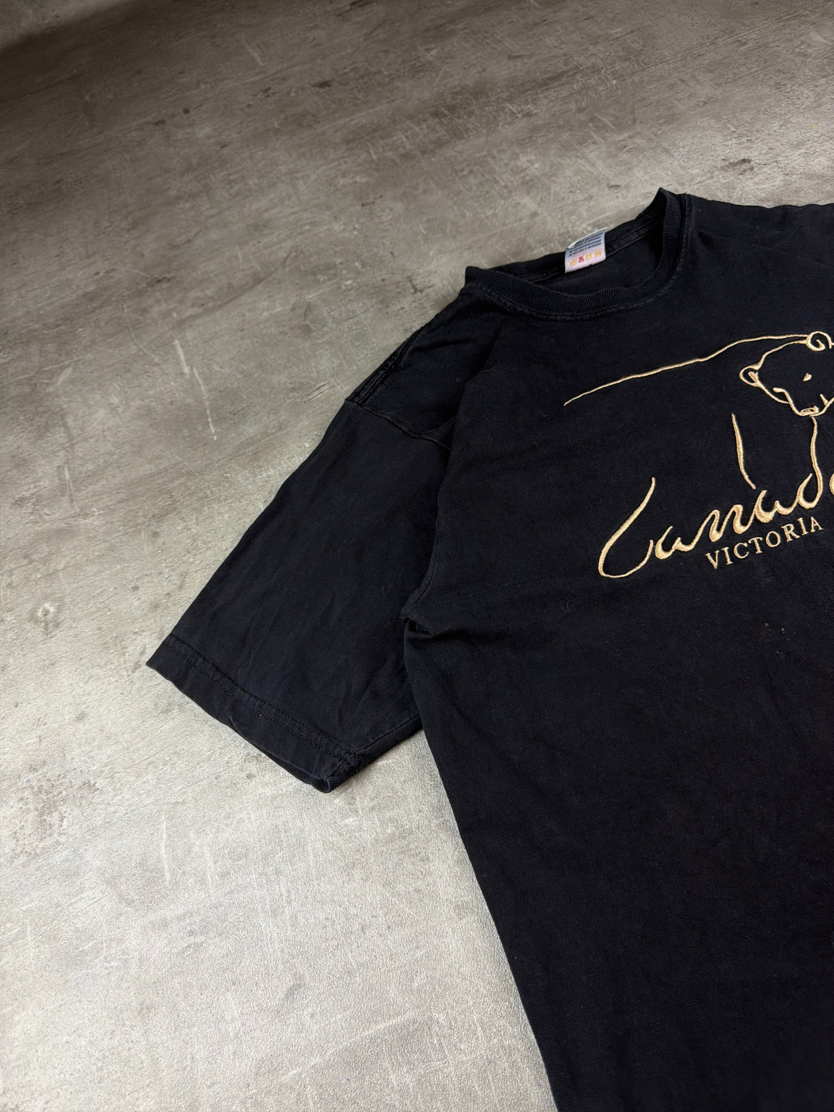 Cityscape Vintage "Canada Victoria" Embroidered Polar Bear Tee - Washed Black / Gold - Past Pieces