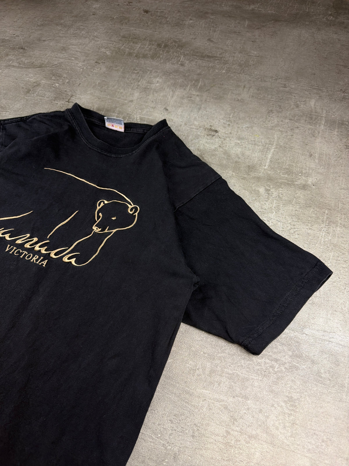 Cityscape Vintage "Canada Victoria" Embroidered Polar Bear Tee - Washed Black / Gold - Past Pieces