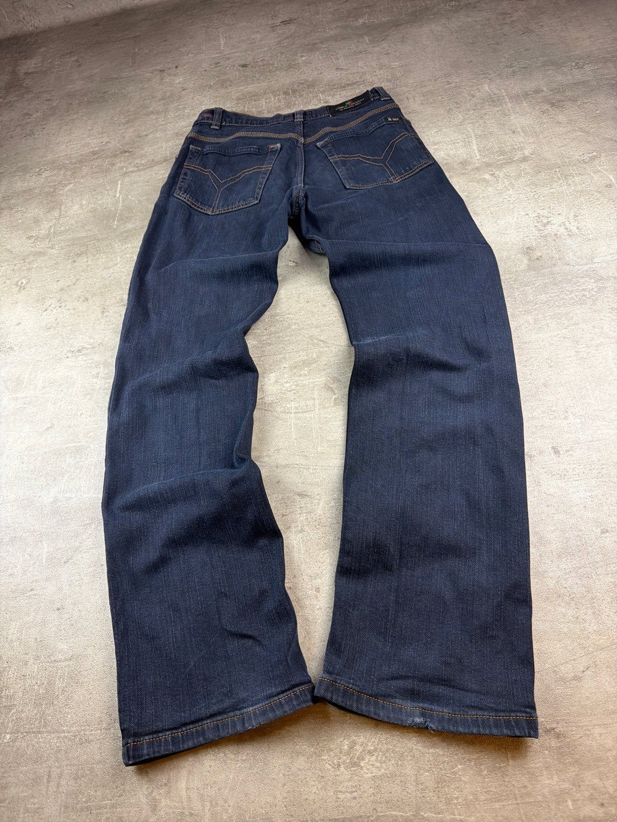 Carlo Colucci Y2K Straight Cut Denim Jeans - Dark Blue / Navy – Ansicht 2