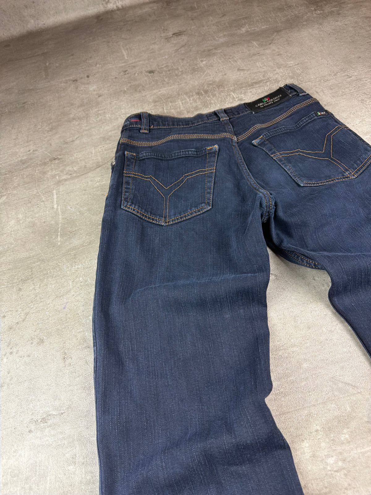 Carlo Colucci Y2K Straight Cut Denim Jeans - Dark Blue / Navy – Ansicht 3