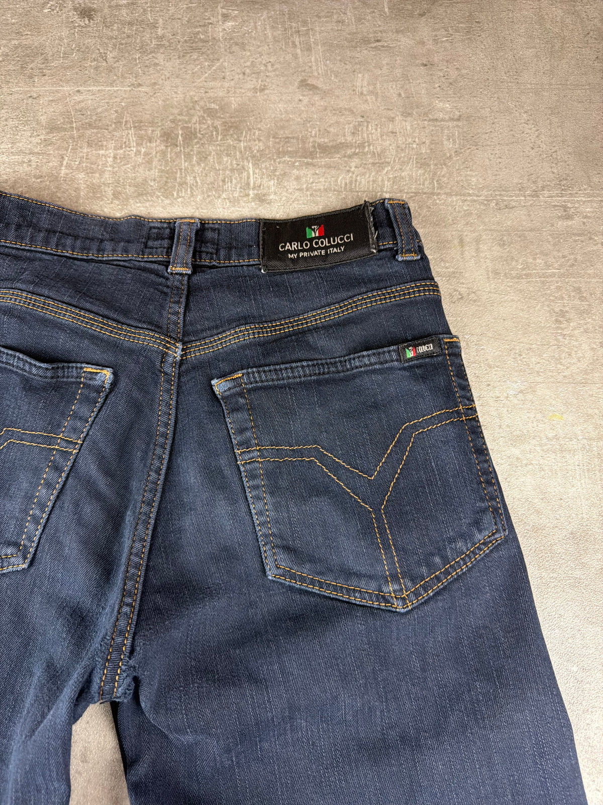 Carlo Colucci Y2K Straight Cut Denim Jeans - Dark Blue / Navy - Past Pieces