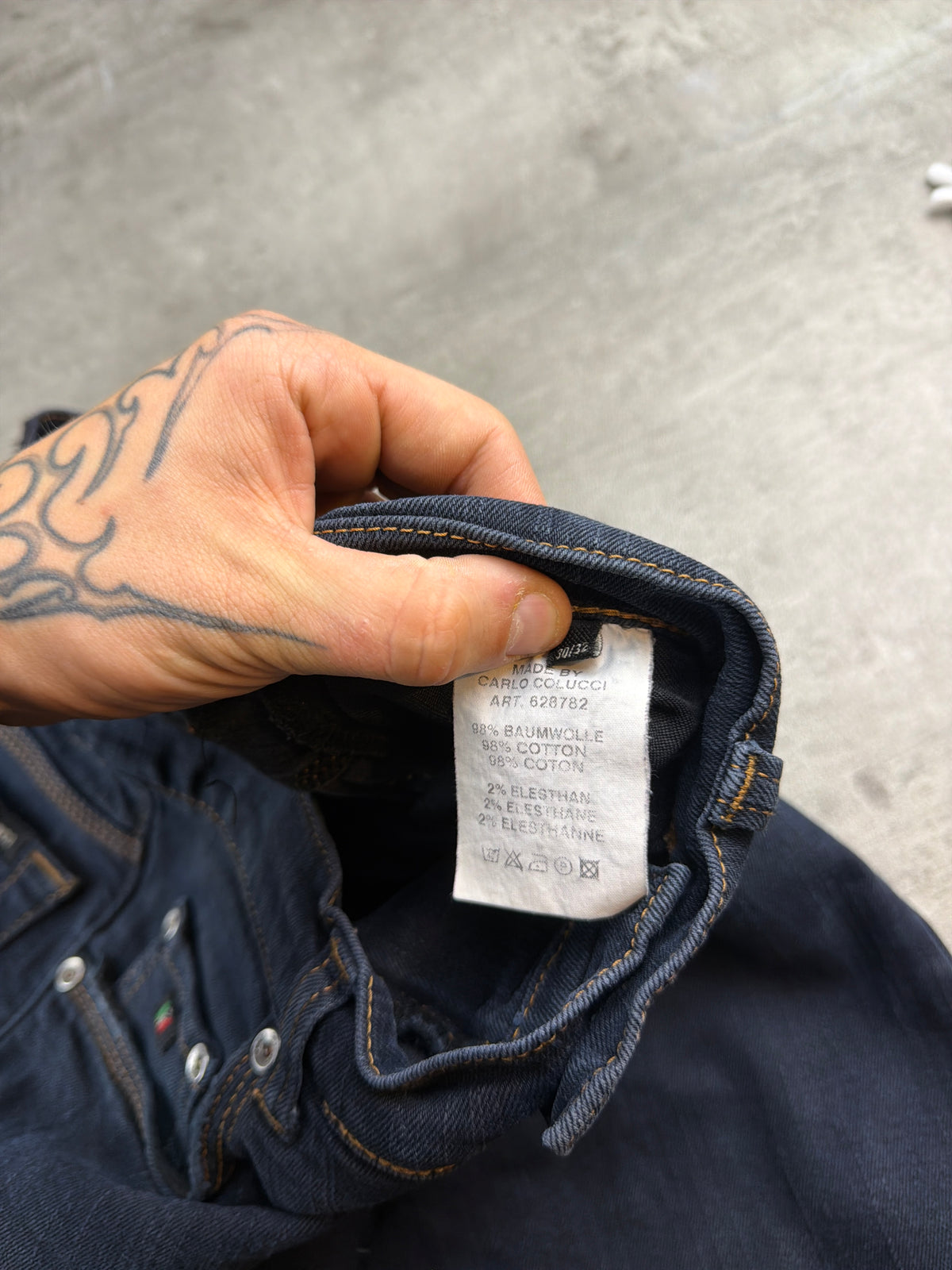 Carlo Colucci Y2K Straight Cut Denim Jeans - Dark Blue / Navy - Past Pieces