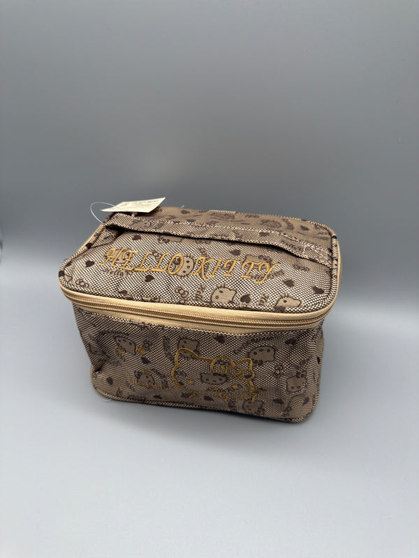 Hello Kitty Y2K Jacquard Vanity Beauty Case - Brown / Gold
