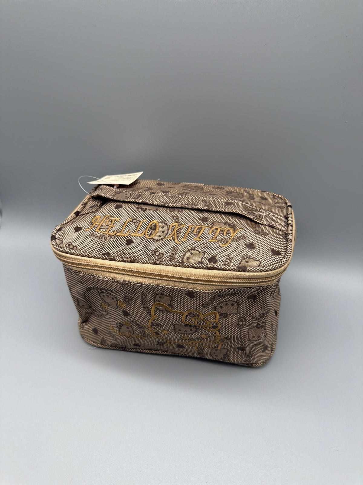Hello Kitty Y2K Jacquard Vanity Beauty Case - Brown / Gold - Past Pieces