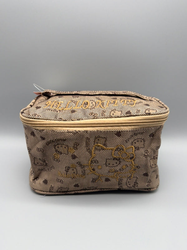 Hello Kitty Y2K "Hello Kitty" Embroidered Vanity Bag - Brown / Gold