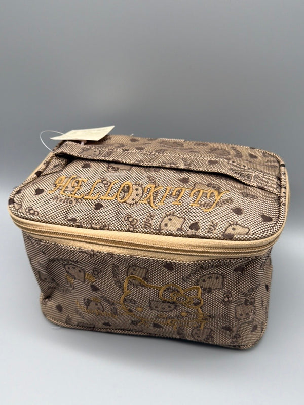 Hello Kitty Y2K "Hello Kitty" Embroidered Vanity Bag - Brown / Gold