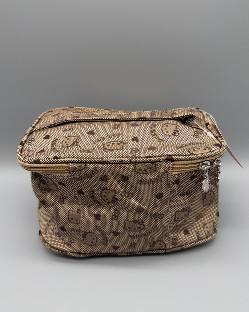 Hello Kitty Y2K "Hello Kitty" Embroidered Vanity Bag - Brown / Gold - Past Pieces