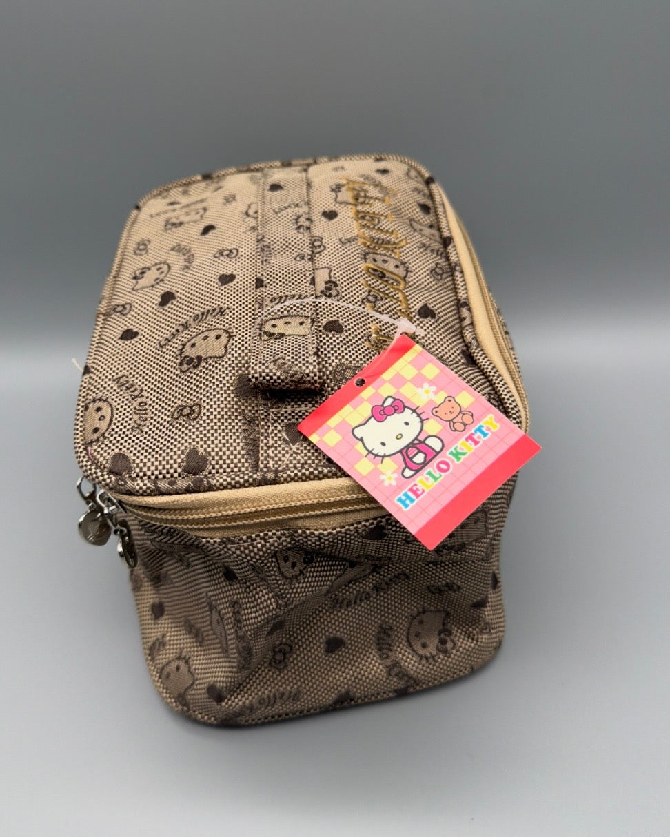 Hello Kitty Y2K "Hello Kitty" Embroidered Vanity Bag - Brown / Gold – Ansicht 6