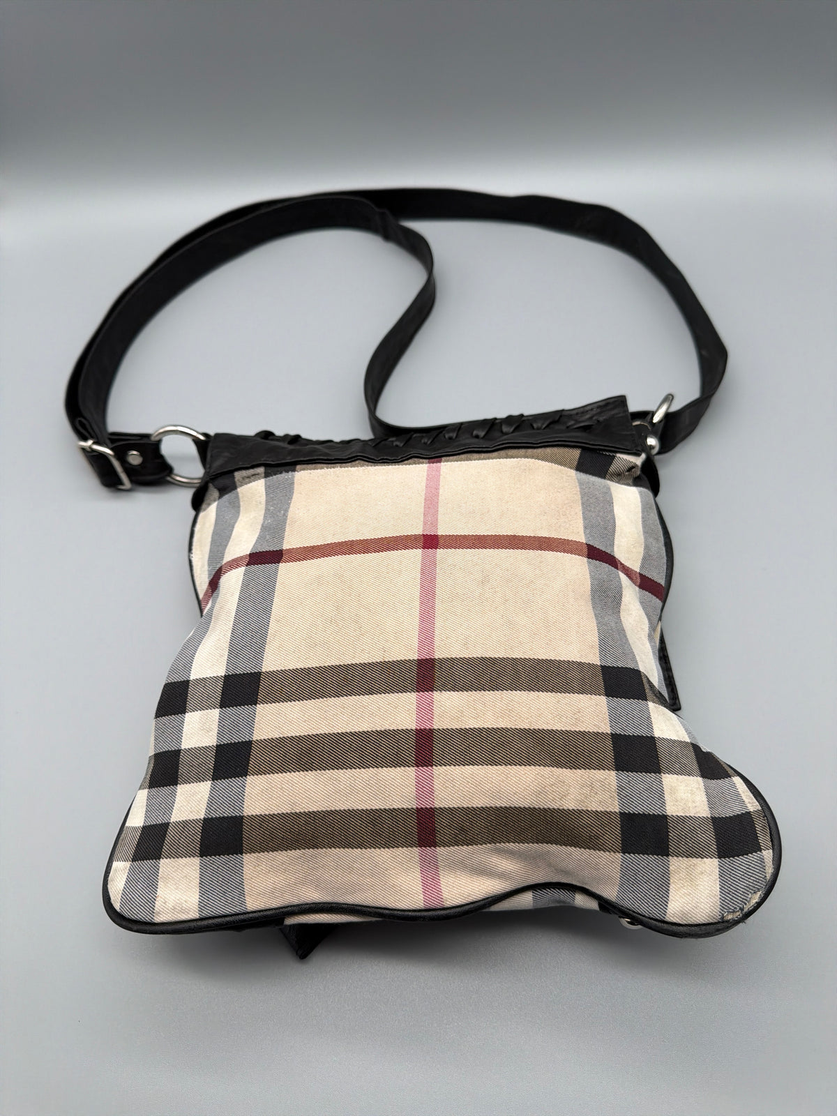 Burberry Y2K Nova Check Studded Crossbody Bag - Beige / Black - Past Pieces