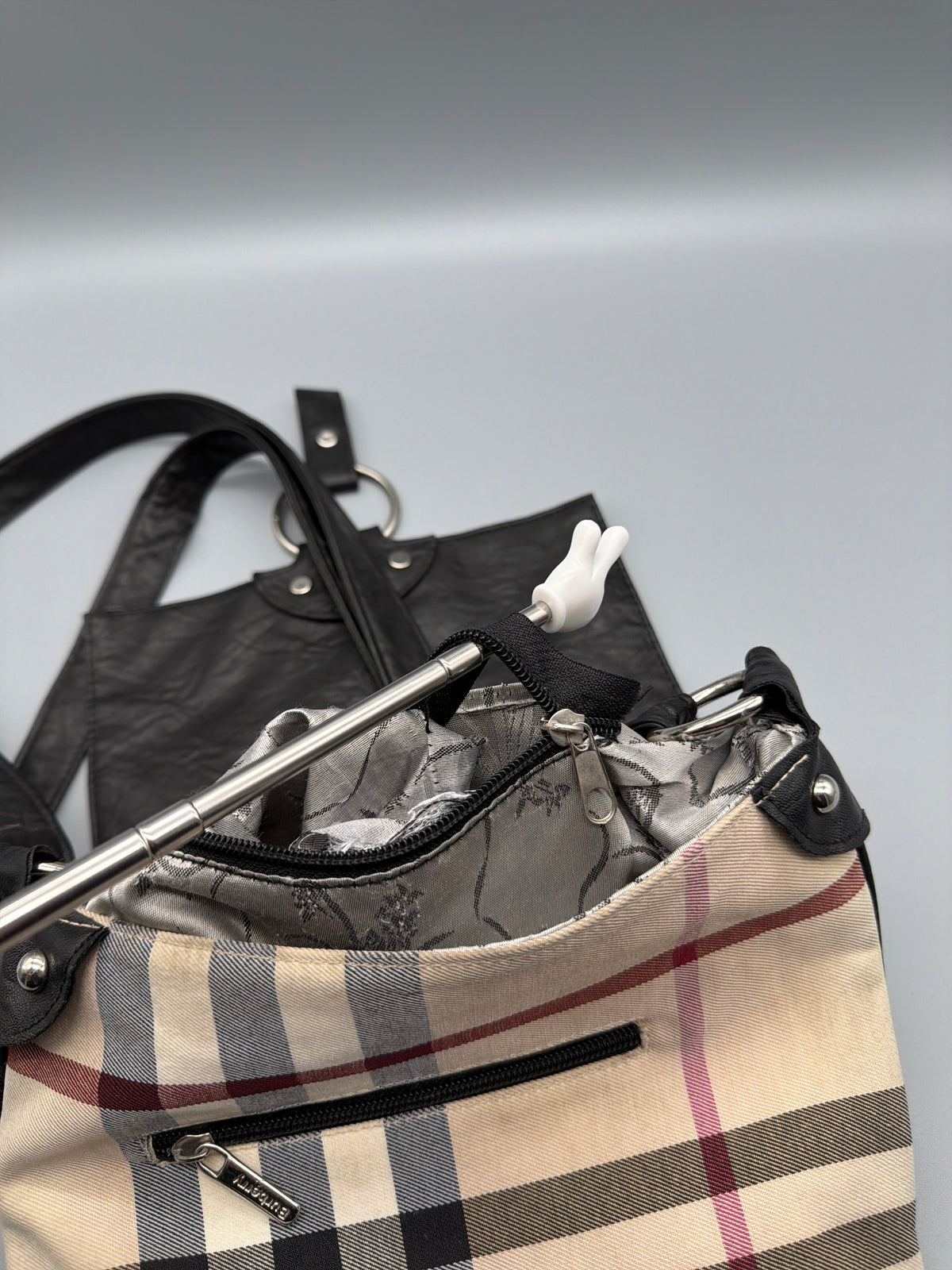 Burberry Y2K Nova Check Studded Crossbody Bag - Beige / Black - Past Pieces