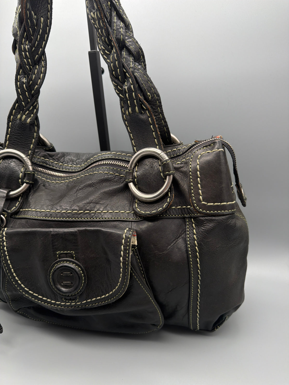 Fossil Vintage Braided Strap Leather Shoulder Bag - Dark Brown – Ansicht 4
