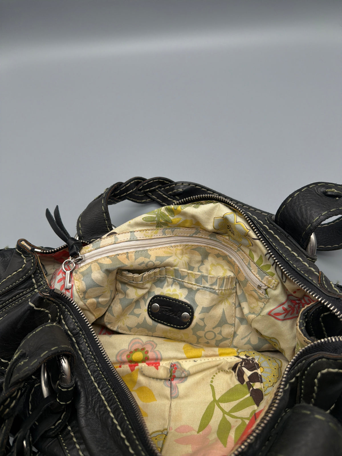 Fossil Vintage Braided Strap Leather Shoulder Bag - Dark Brown – Ansicht 7