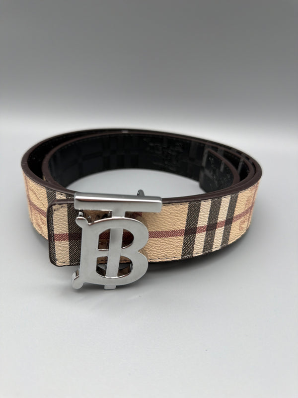 Burberry Archive Nova Check TB Monogram Reversible Belt - Beige / Black