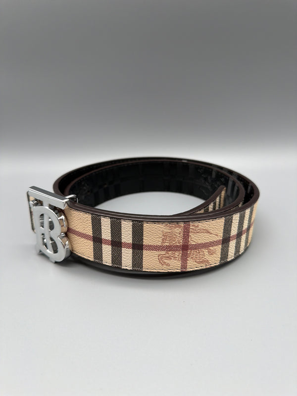 Burberry Archive Nova Check TB Monogram Reversible Belt - Beige / Black