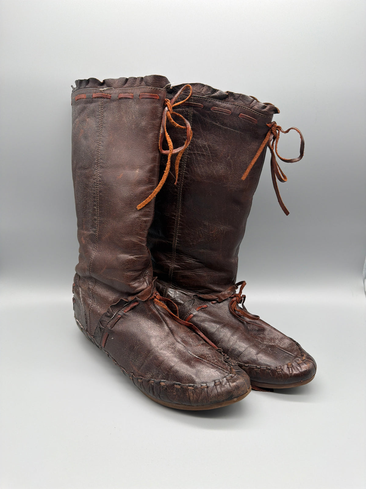 Miss Sixty Vintage Moccasin Leather Boots - Brown / Y2K Boho - Past Pieces