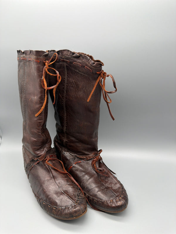Miss Sixty Vintage Moccasin Leather Boots - Brown / Y2K Boho