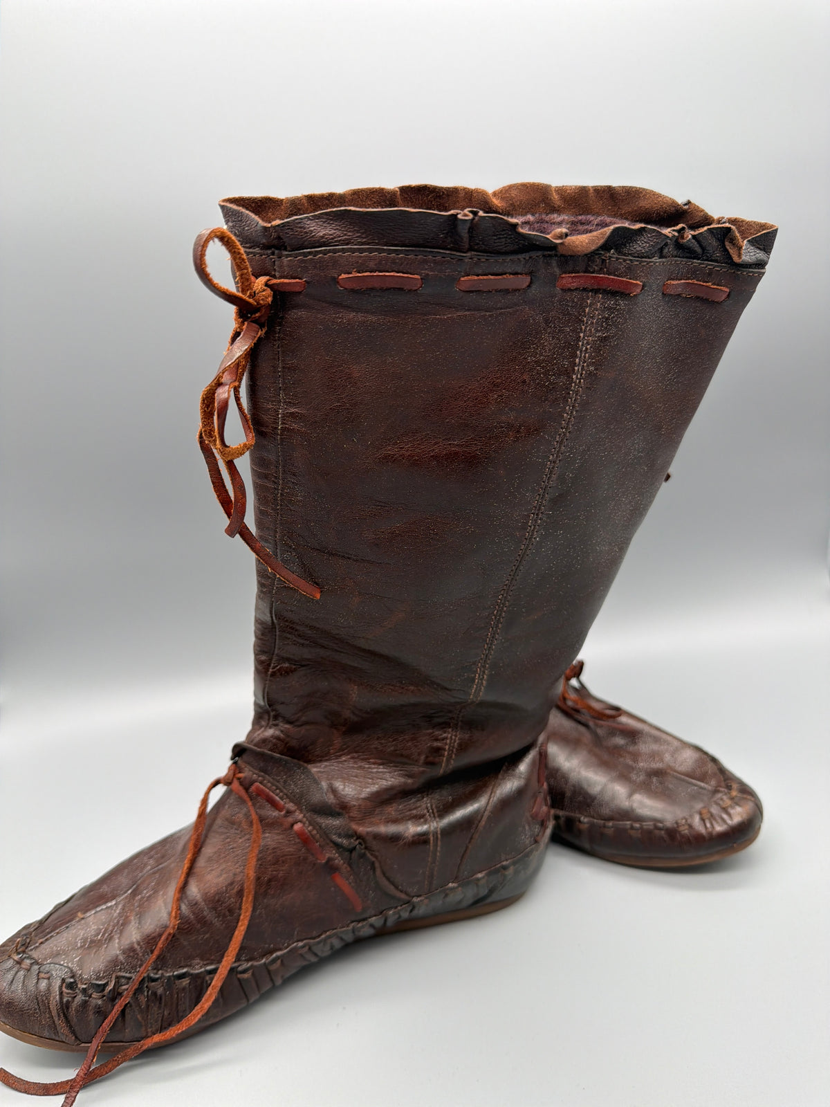 Miss Sixty Vintage Moccasin Leather Boots - Brown / Y2K Boho - Past Pieces
