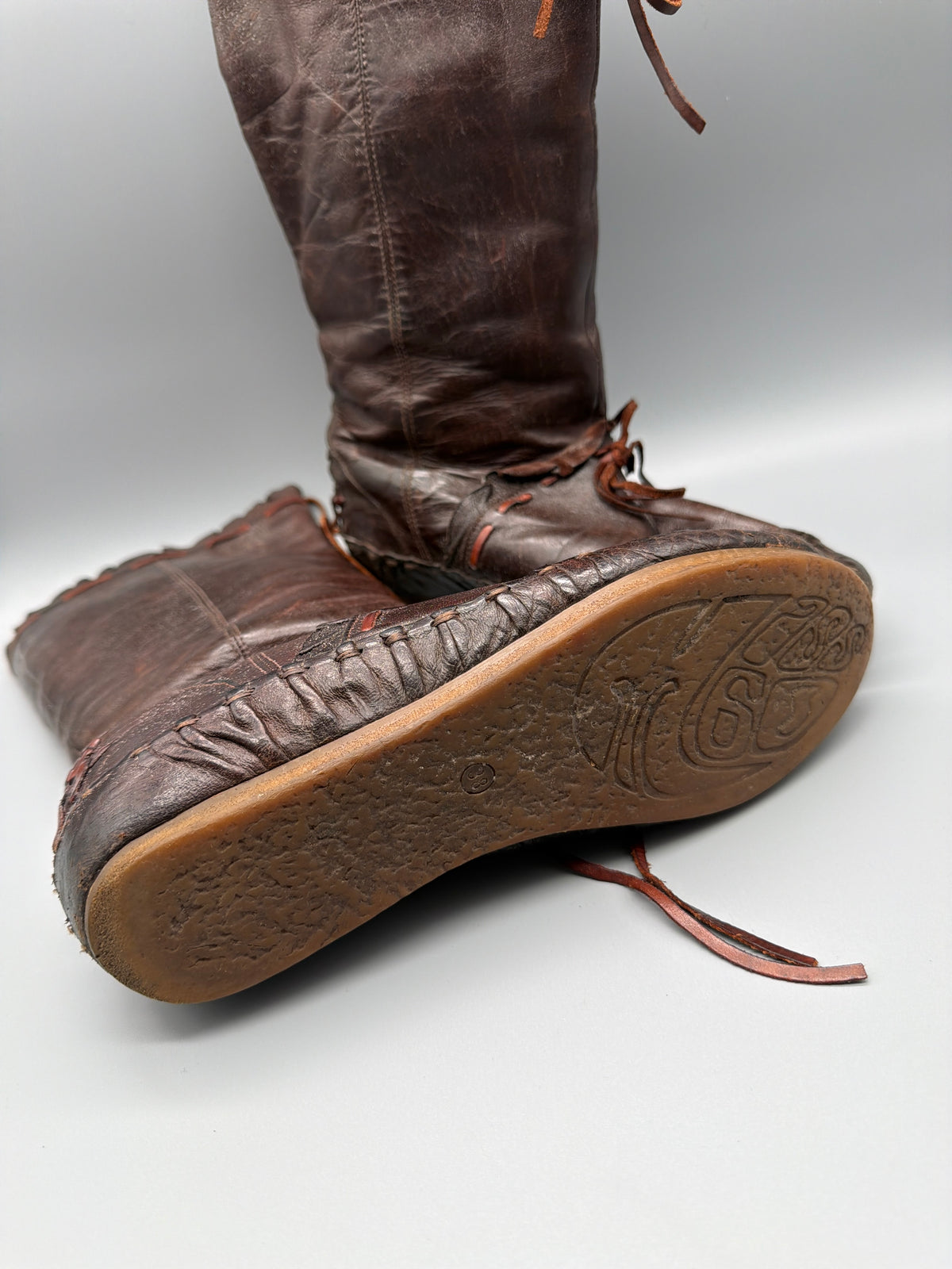 Miss Sixty Vintage Moccasin Leather Boots - Brown / Y2K Boho - Past Pieces