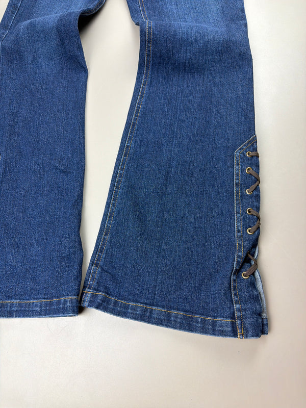 Taifun Collection Archive "Lace-Up" Flare Denim - Dark Blue Wash