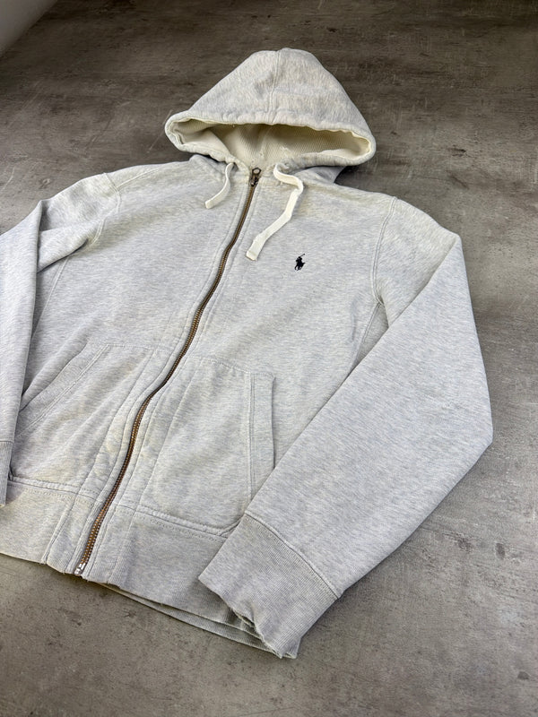 Polo Ralph Lauren Distressed Waffle Lined Zip Hoodie - Heather Grey