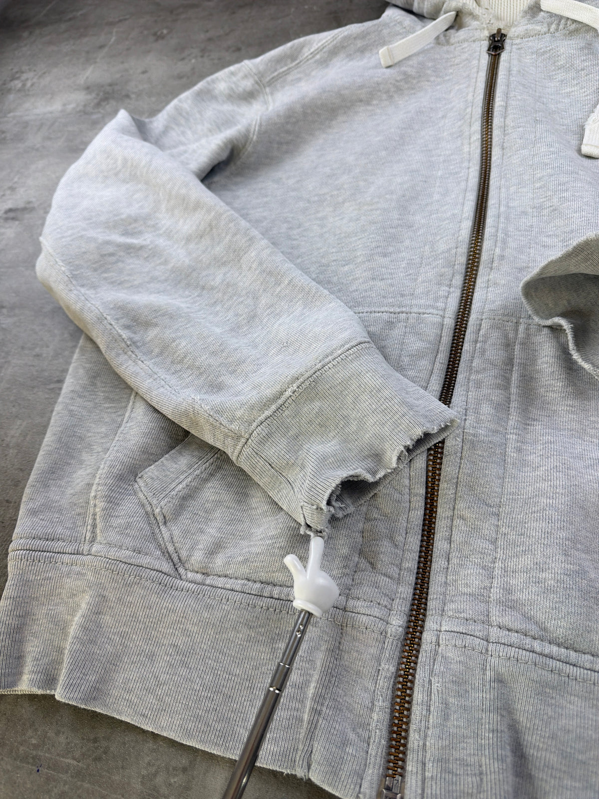 Polo Ralph Lauren Distressed Waffle Lined Zip Hoodie - Heather Grey – Ansicht 10