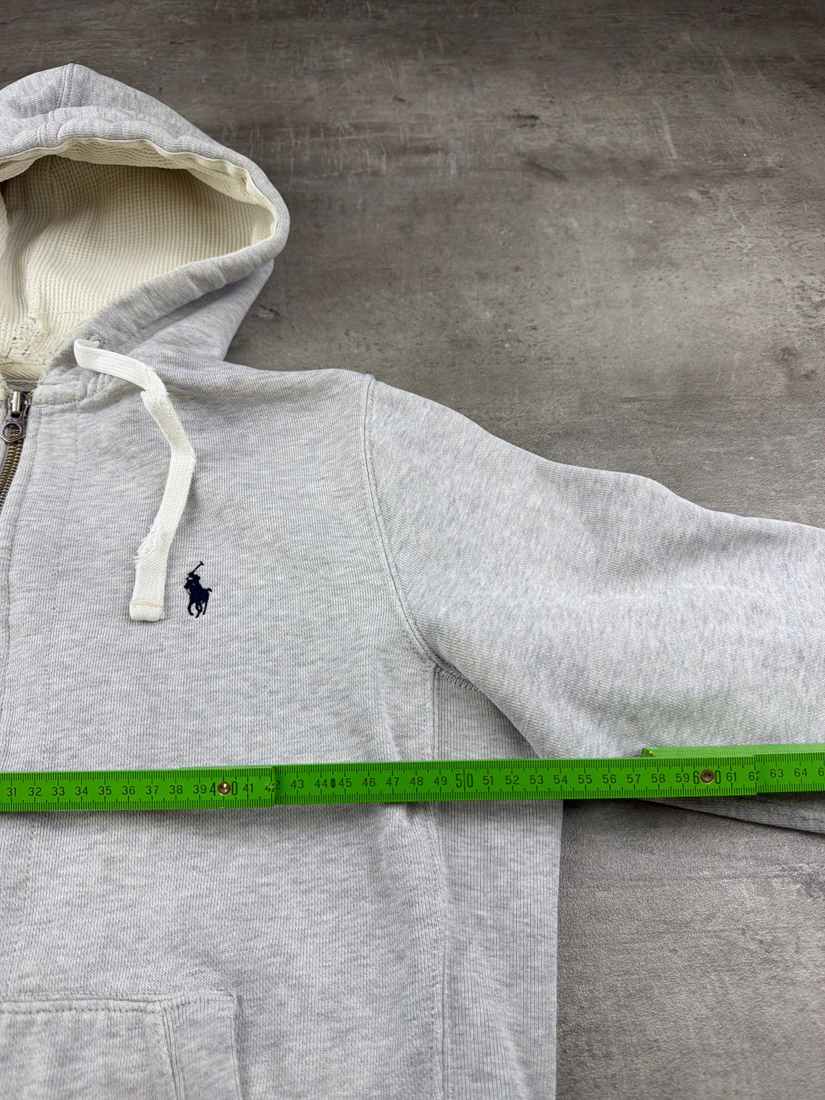 Polo Ralph Lauren Distressed Waffle Lined Zip Hoodie - Heather Grey – Ansicht 12