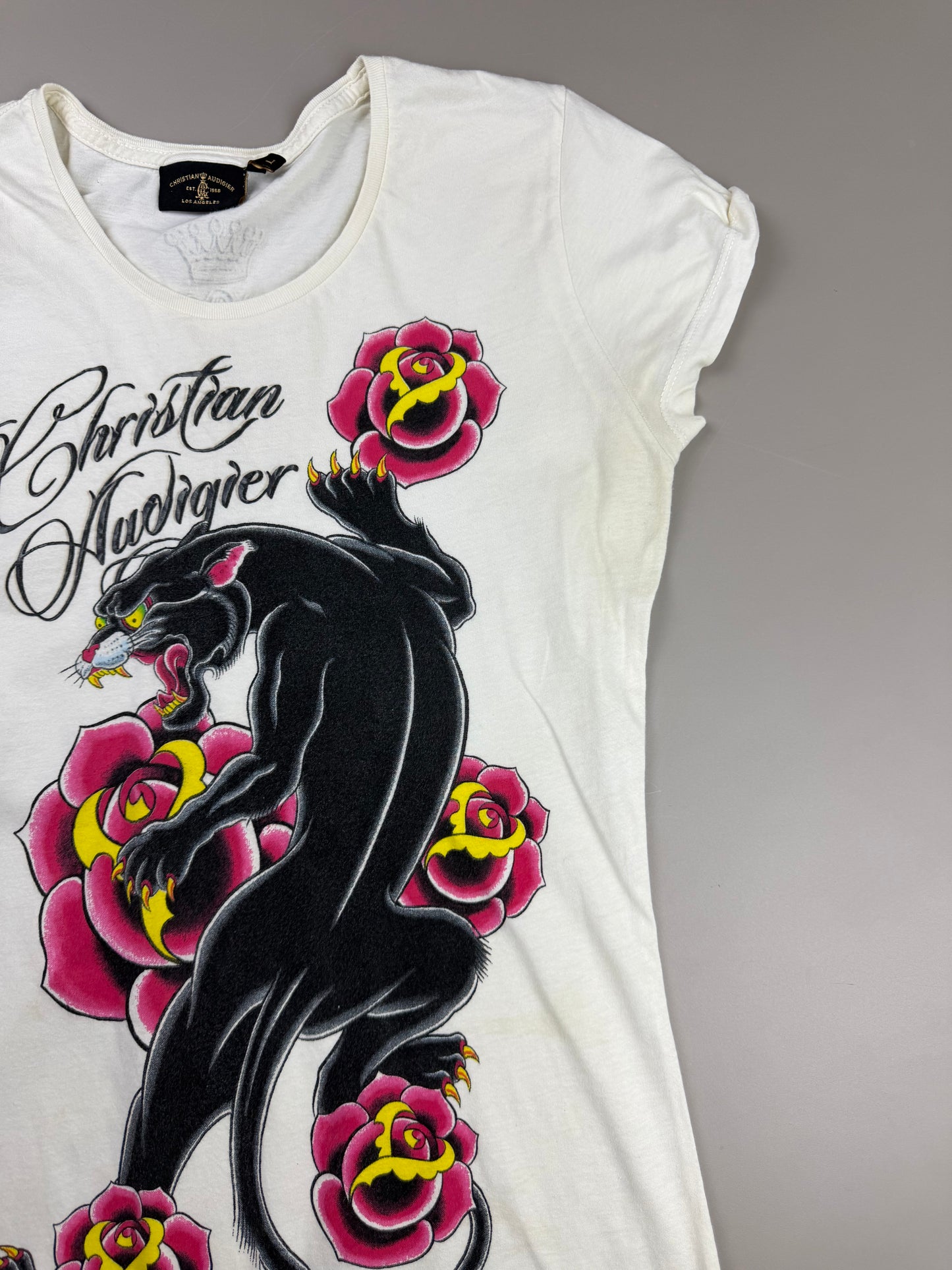 Christian Audigier Archive "Panther Rose" Tee - Ed Hardy Y2K Vibe
