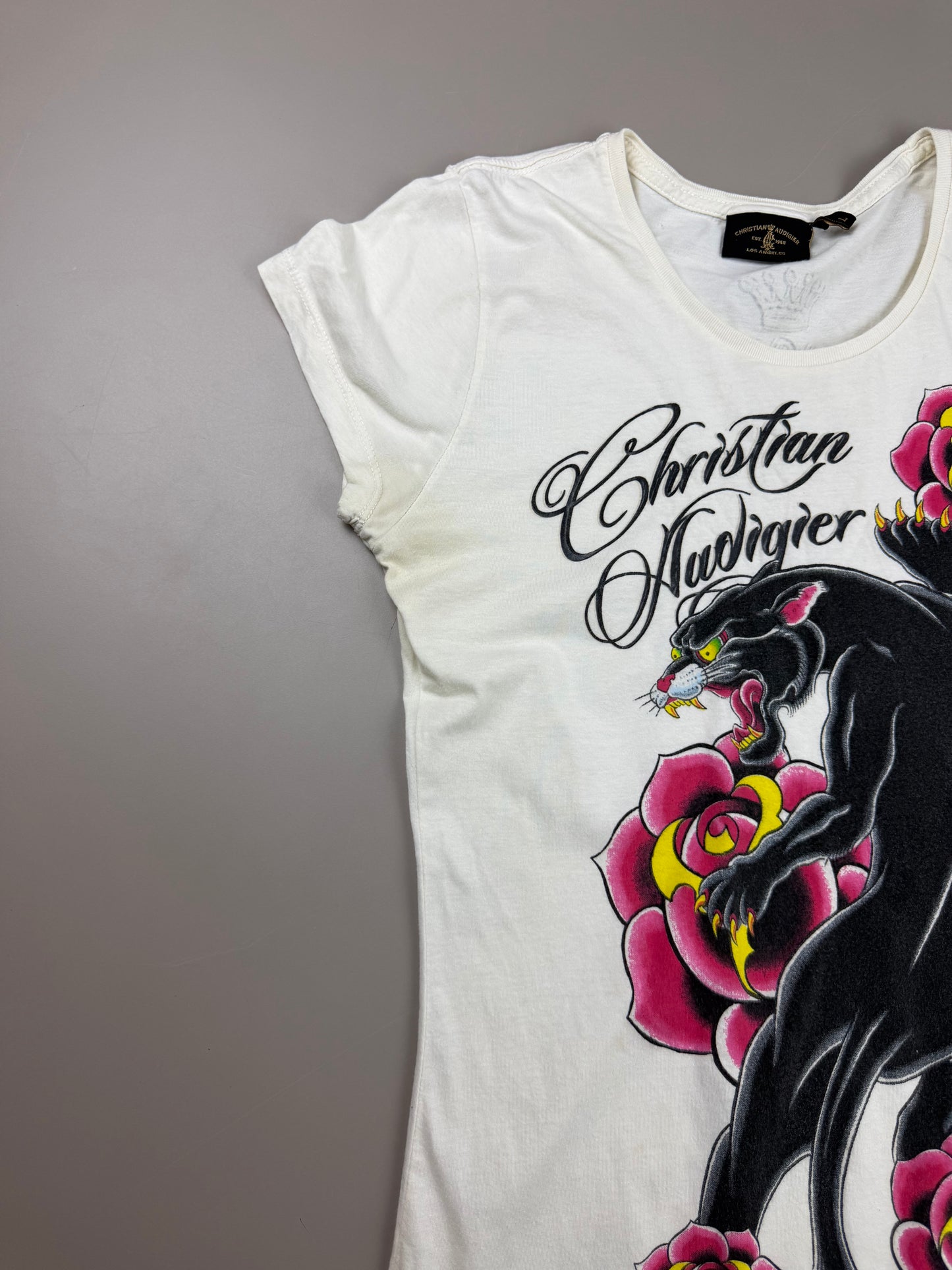 Christian Audigier Archive "Panther Rose" Tee - Ed Hardy Y2K Vibe