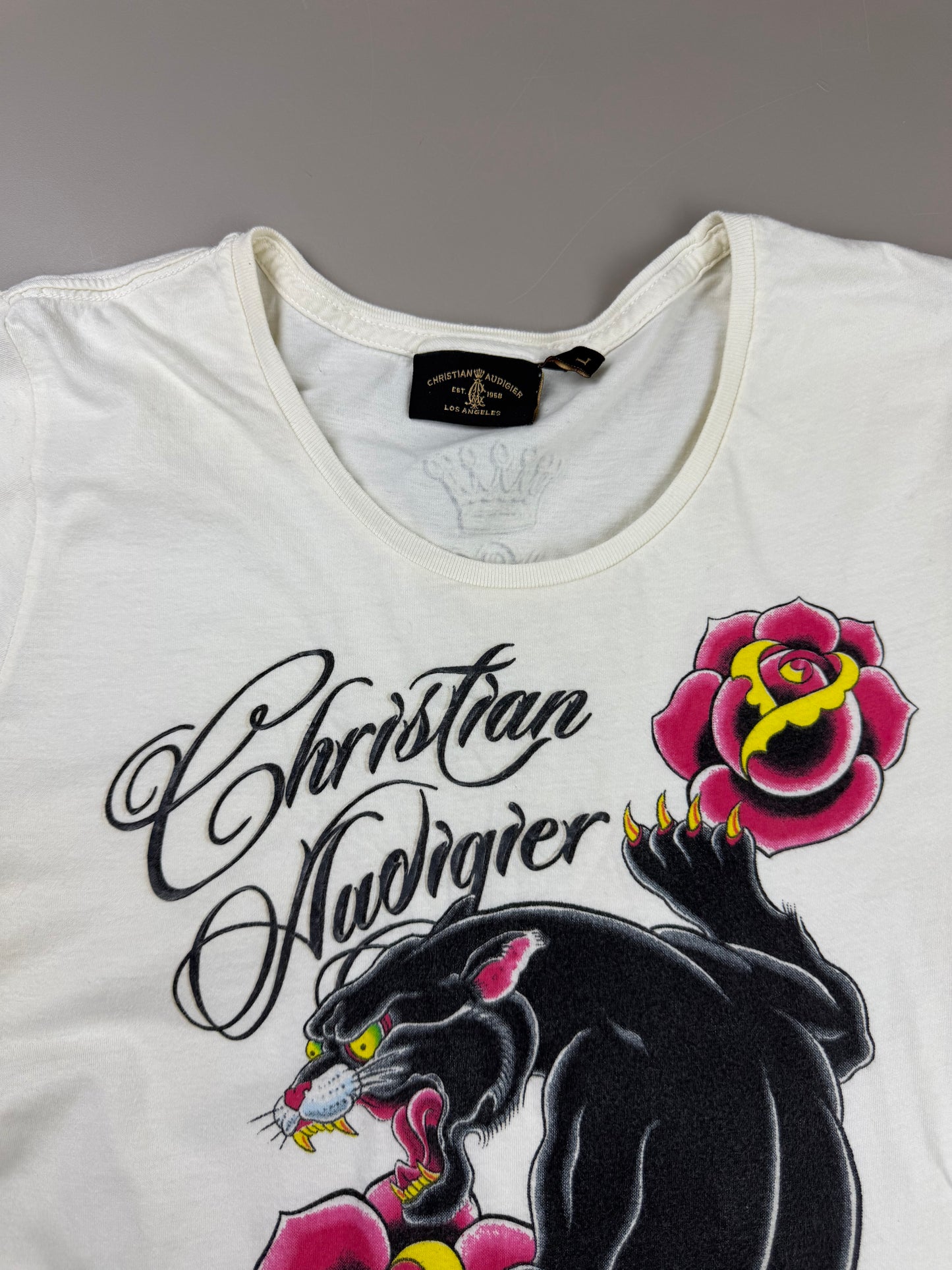 Christian Audigier Archive "Panther Rose" Tee - Ed Hardy Y2K Vibe