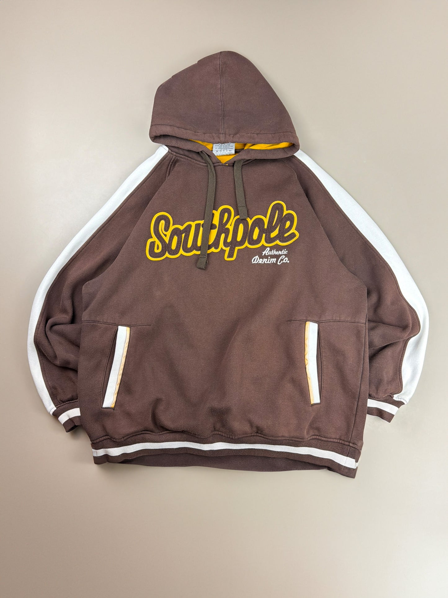 Southpole Archive "Authentic Denim Co." Hoodie - Brown / Yellow