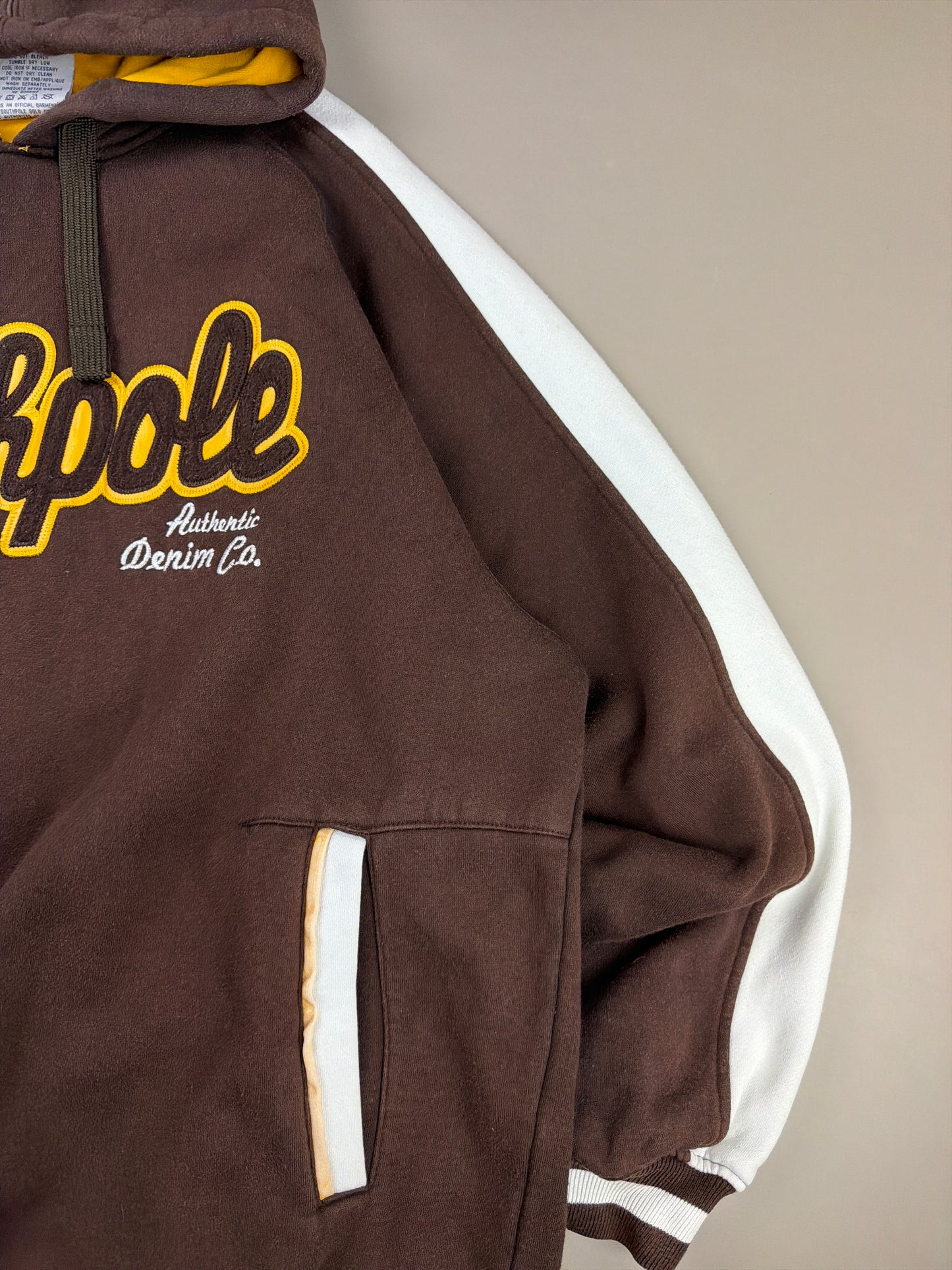 Southpole Archive "Authentic Denim Co." Hoodie - Brown / Yellow