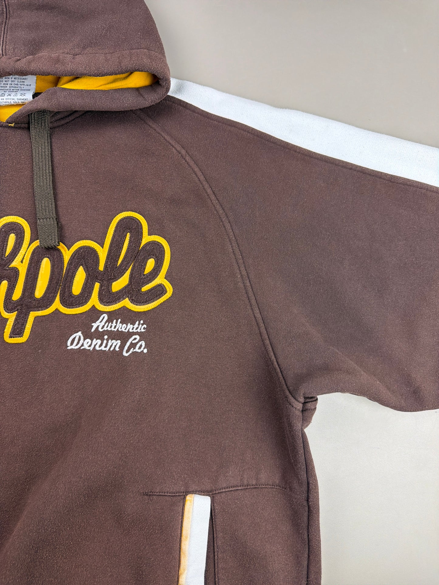 Southpole Archive "Authentic Denim Co." Hoodie - Brown / Yellow