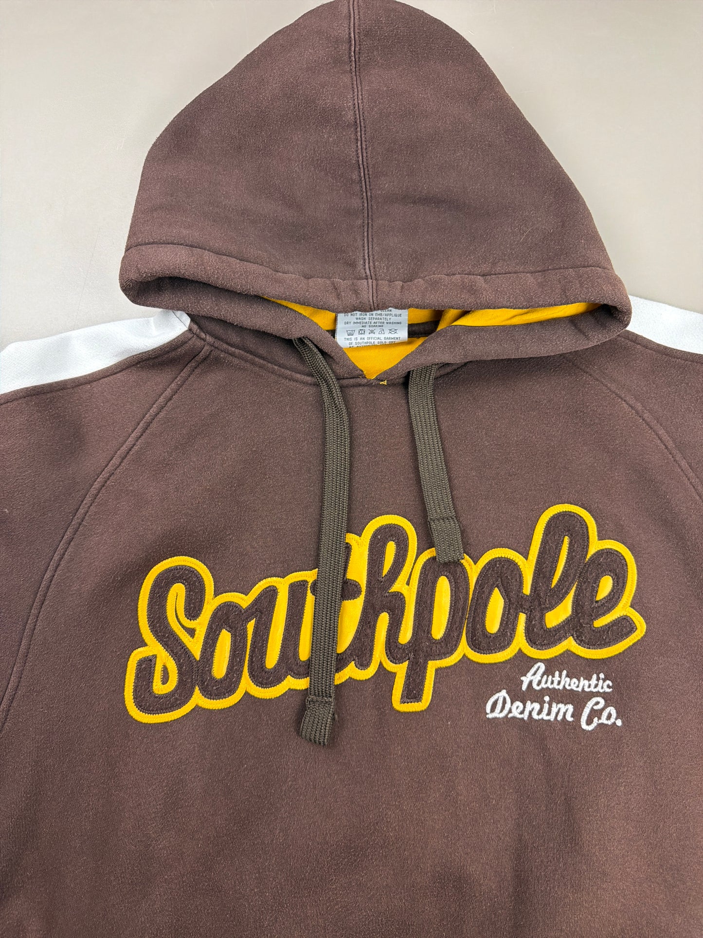 Southpole Archive "Authentic Denim Co." Hoodie - Brown / Yellow