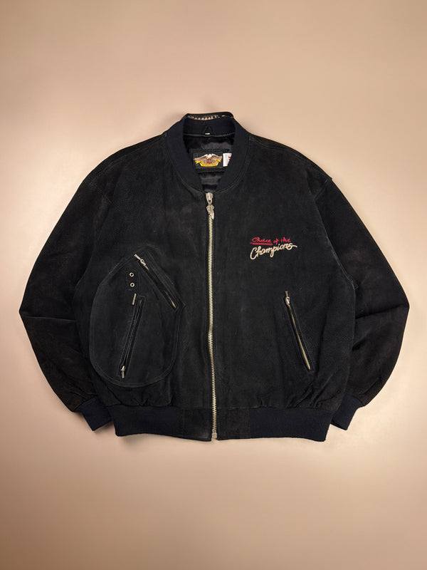 Harley Davidson Archive "Victory" Suede Bomber Jacket - All Black