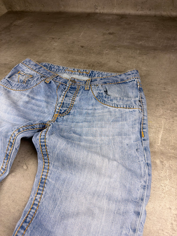 Camp David Y2K Contrast Stitch Washed Denim - Light Blue