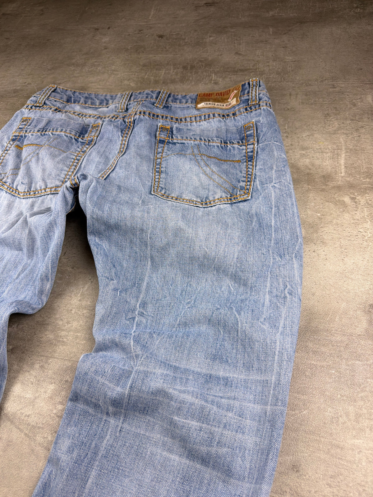 Camp David Y2K Contrast Stitch Washed Denim - Light Blue - Past Pieces