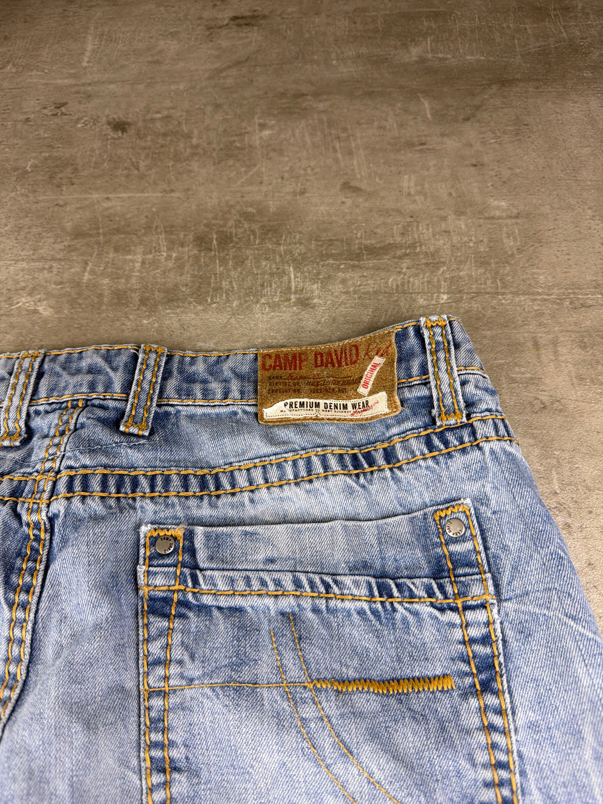 Camp David Y2K Contrast Stitch Washed Denim - Light Blue - Past Pieces