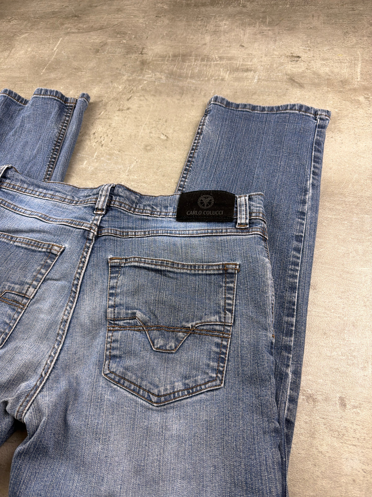 Carlo Colucci Y2K Faded Straight Leg Denim - Washed Blue - Past Pieces