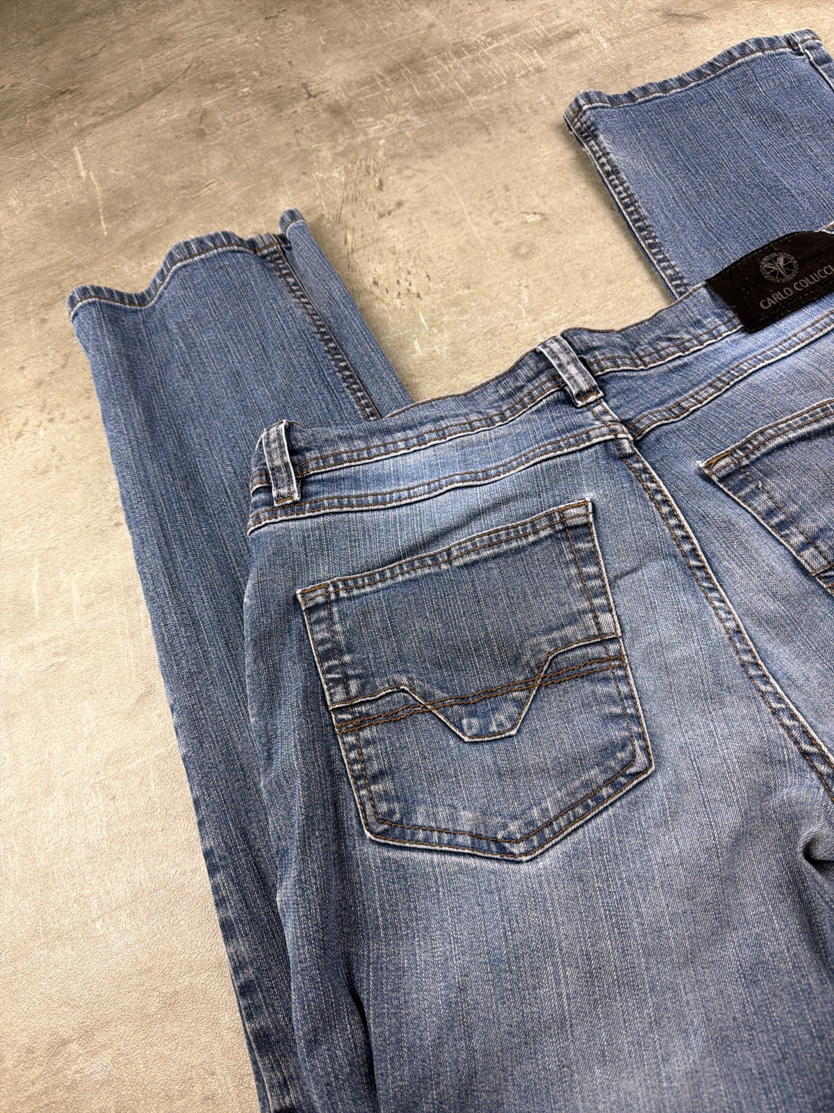 Carlo Colucci Y2K Faded Straight Leg Denim - Washed Blue - Past Pieces