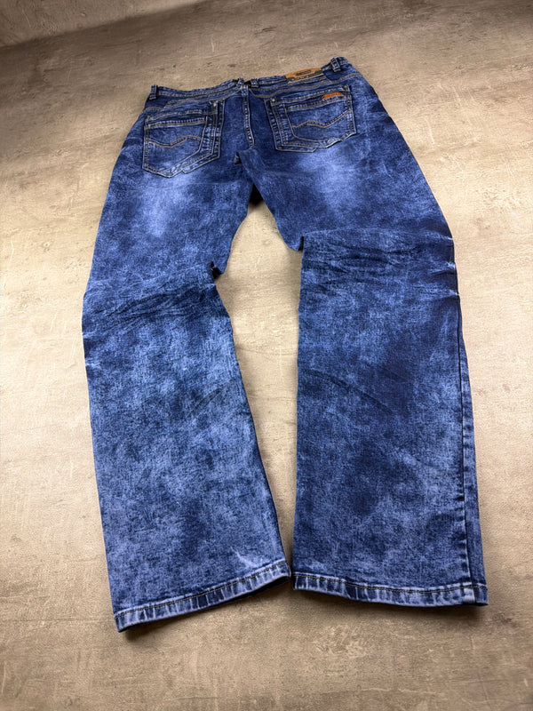 DTGreen Y2K Acid Wash Straight Denim Jeans - Royal Blue
